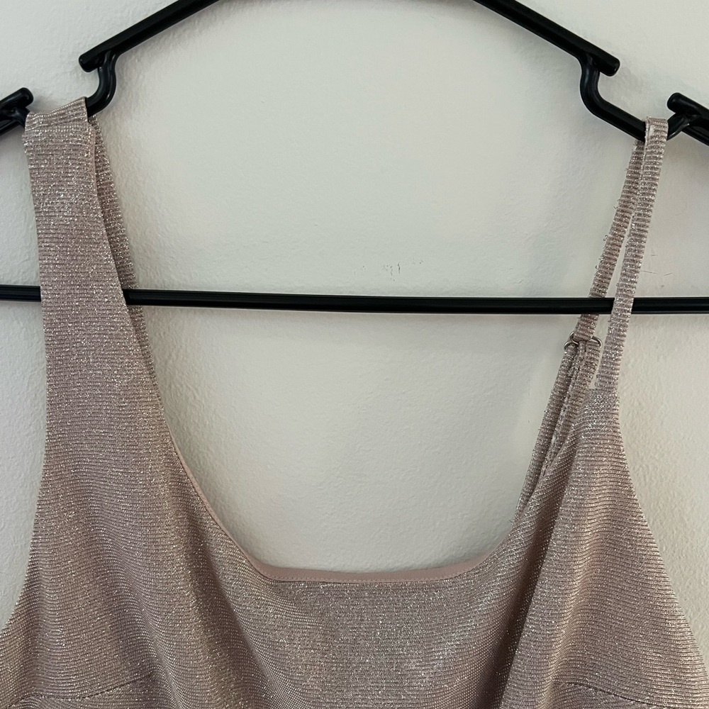 Jolt Tan Bodycon Cocktail Dress with Plunge Neckline - Picture 5 of 6